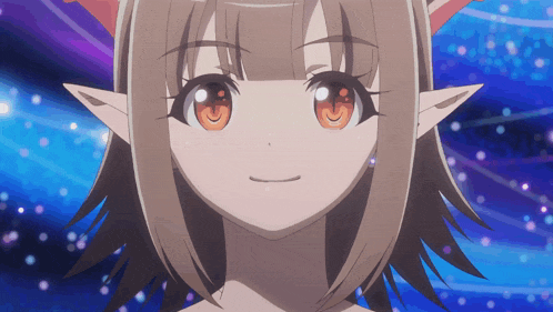 a close up of a girl 's face with a cat ear