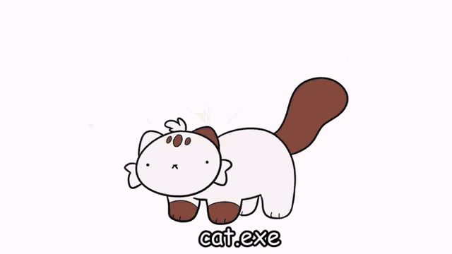 a drawing of a cat with the words cat.exe written below it