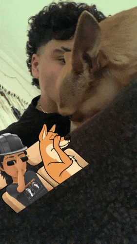 a man wearing a black shirt that says ' i 'm a fox ' on it