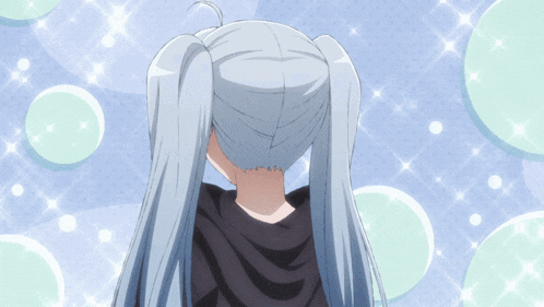 a girl with long white hair is wearing a black jacket