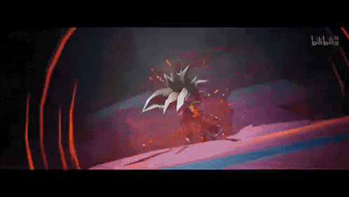 a video game scene with a red circle and the word bilibili on the bottom