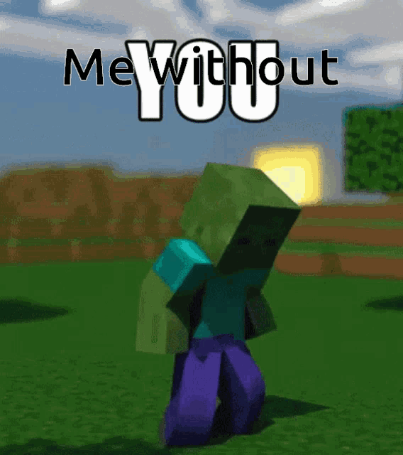 a picture of a minecraft character with the words me without you on it