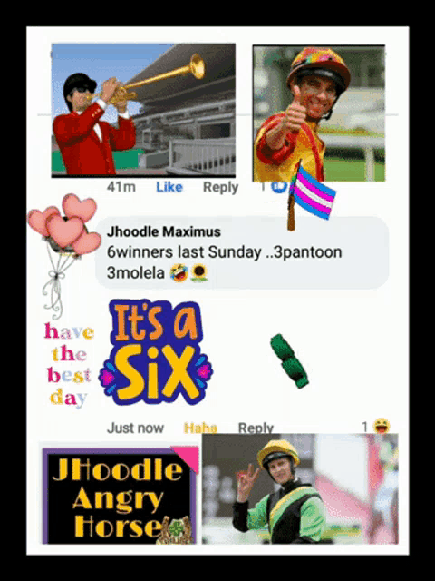a collage of images with the words " it 's a six " in the middle