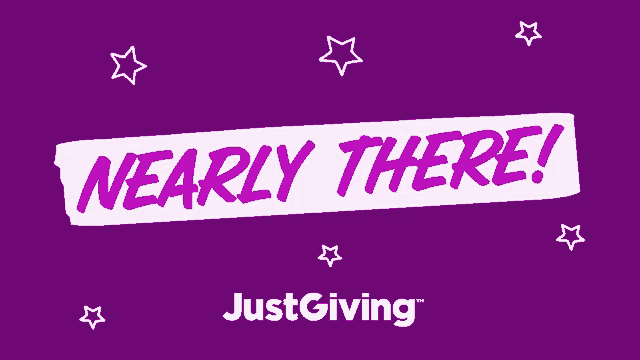 a sign that says nearly there on a purple background with stars
