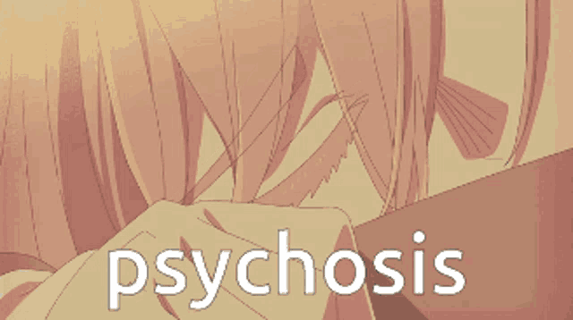 a pixel art of a girl with the word psychosis on the bottom right