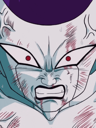 a close up of a cartoon character 's face with blood coming out of his eyes