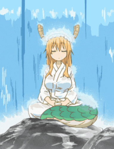 a cartoon of a girl sitting in a lotus position