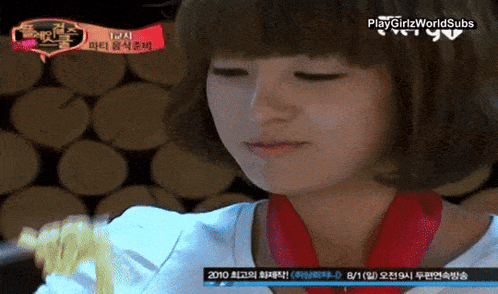 a girl with a red scarf around her neck is on a tv show called playgirl2world subs