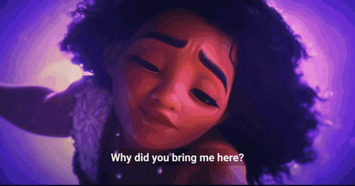 a woman with curly hair is asking why did you bring me here .