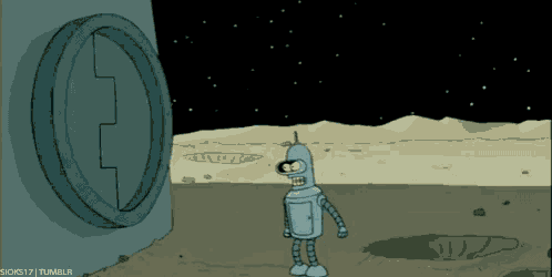 a cartoon of a robot standing on the moon with the words sicks17 tumblr written below it