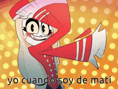 a cartoon character with the words yo cuando soy de mati written below it