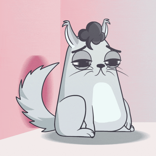 a cartoon drawing of a squirrel with a cloud on his head