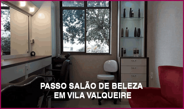 passo salão de beleza em vila valqueire is written on a pink background