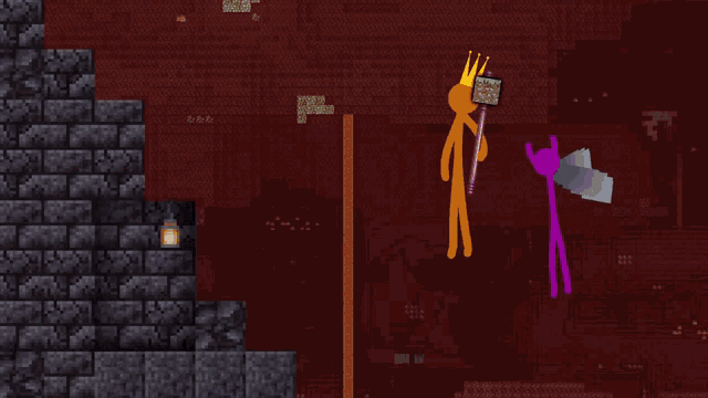 a video game screen shows a purple stick figure laying on the floor