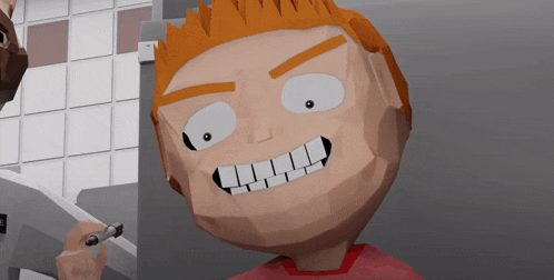 a cartoon drawing of a man with a big smile
