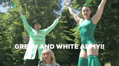 Green And White Army Northern Ireland GIF - Green And White Army Northern Ireland Cheering GIFs