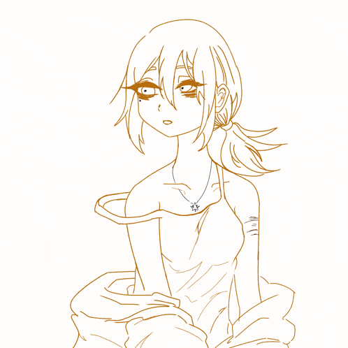a drawing of a girl wearing a necklace and a ponytail