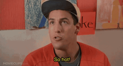 a man wearing a hat and a red shirt says " want to touch the hiney "