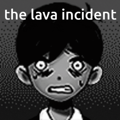 a black and white drawing of a boy with the words the lava incident below it