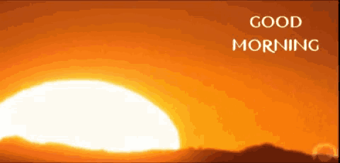 a picture of a sunset with the words good morning below it