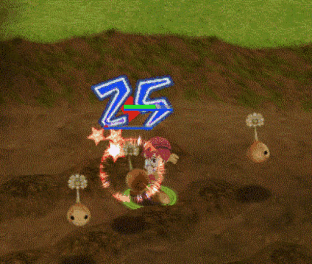 a cartoon character with a green bar on her head is surrounded by other characters