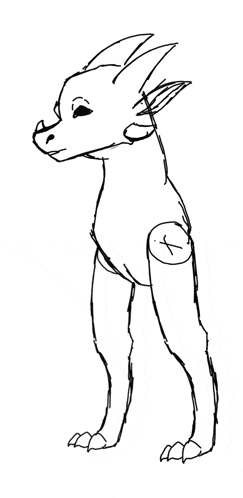 a black and white drawing of a dragon standing on its hind legs