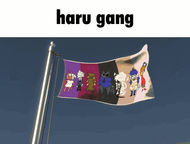 a haru gang flag is flying in the sky