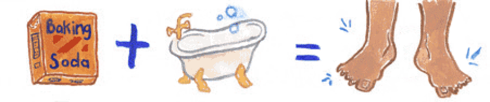 a box of baking soda and a glass of water are shown