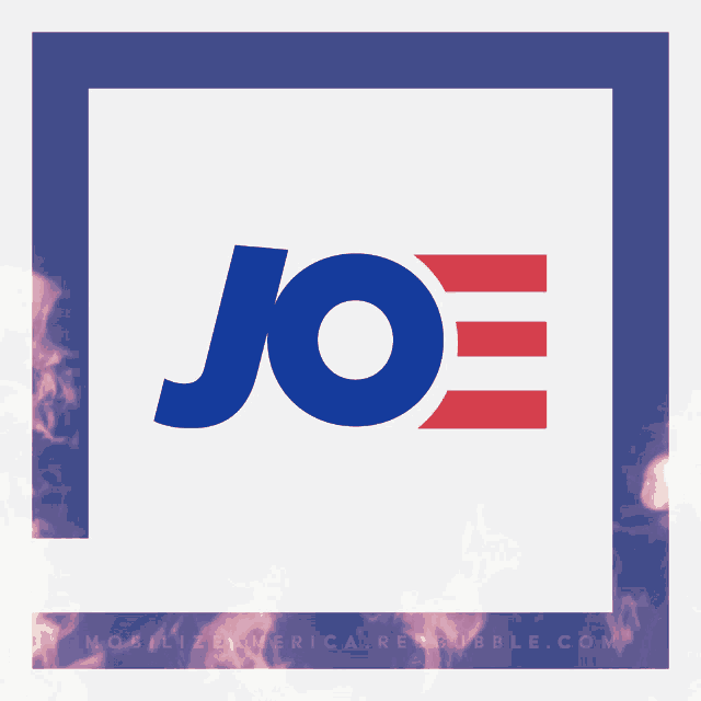 a logo for joe biden has a red white and blue design