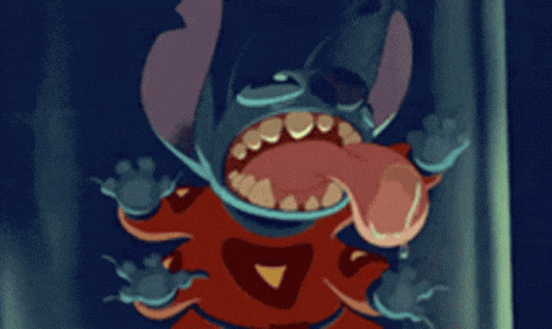 a cartoon character with a long tongue coming out of its mouth