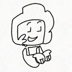 a black and white drawing of a cartoon character holding a smaller cartoon character in his hand .