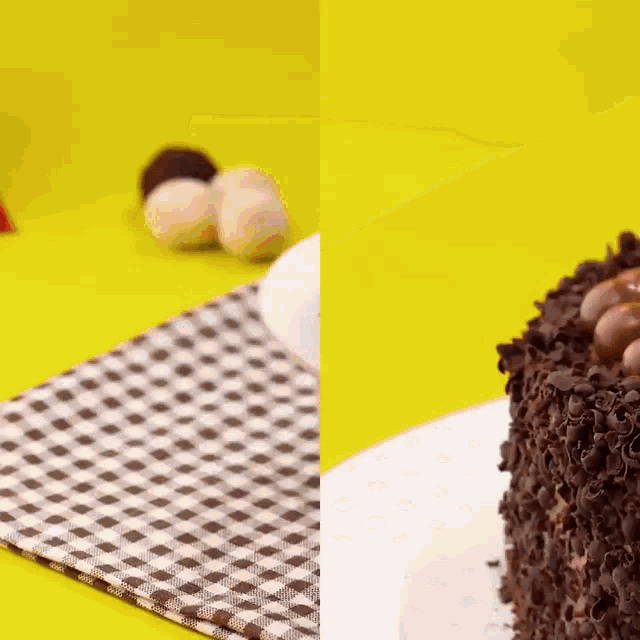 a close up of a chocolate cake on a plate