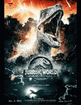 a poster for the movie jurassic world with a dinosaur on it