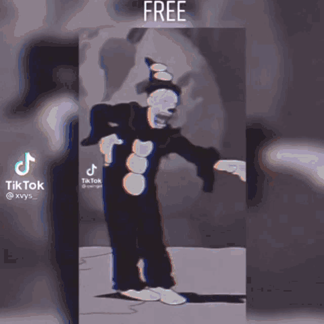 a cartoon of a clown with the words free on the bottom