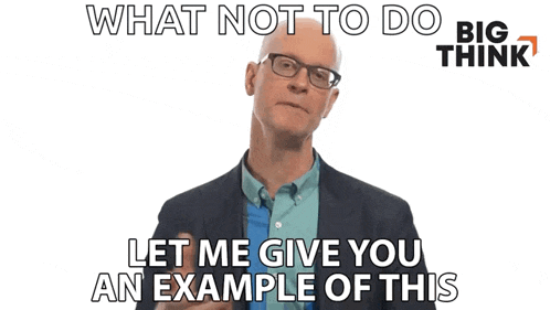 a man in a suit and glasses is saying " what not to do let me give you an example of this "