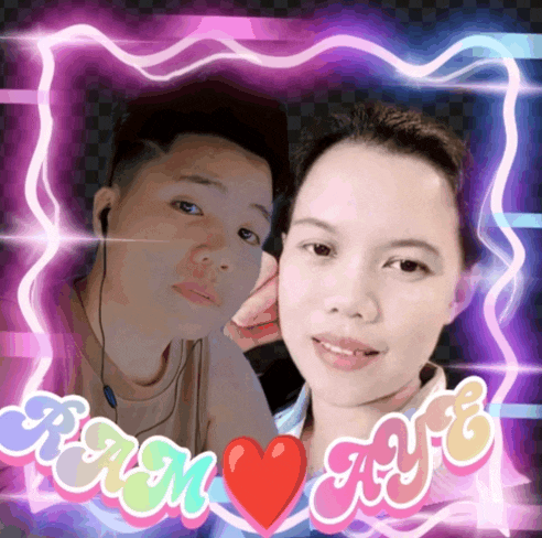 a man and a woman are posing for a picture with the name ram aye written on the bottom