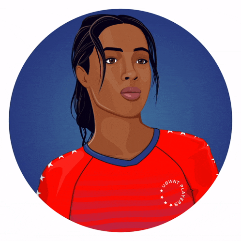 a drawing of a woman wearing a red shirt that says players on it