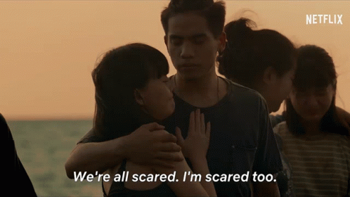 Were All Scared Im Scared Too Hug GIF - Were All Scared Im Scared Too Scared Hug GIFs