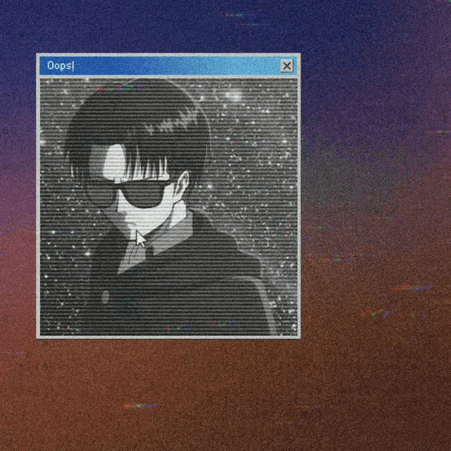 a computer screen with a picture of a man wearing sunglasses and a window that says oops !