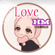 a picture of a girl in a hijab holding a heart with the words love hm above her