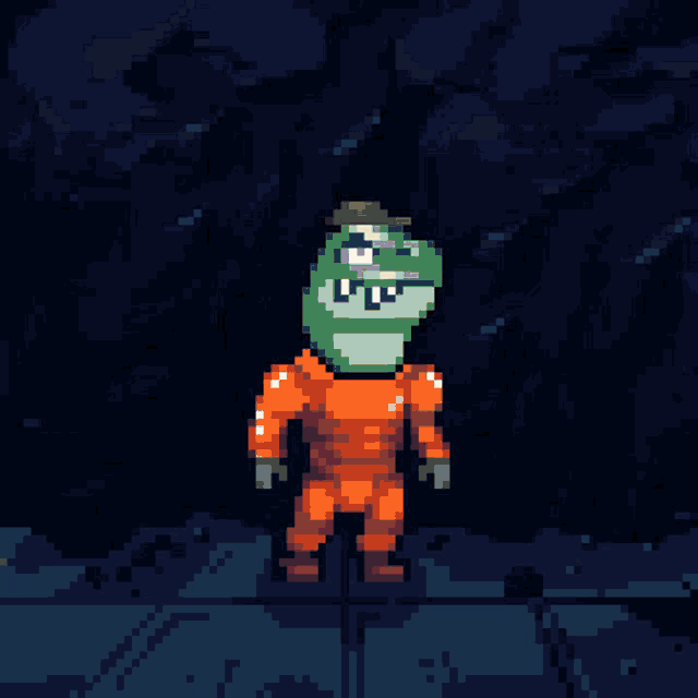 a pixel art drawing of a robot with the word u.v.v. on its head