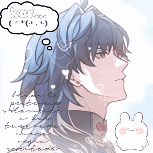 a drawing of a man with a thought bubble that says " blade " on it