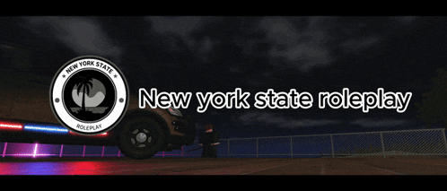 a new york state roleplay logo with a palm tree in the middle