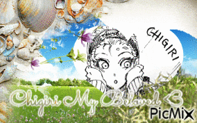 a picture of a girl with the words " ghigiri my beloved " at the bottom