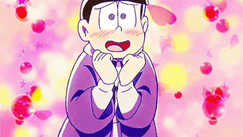 a cartoon character is standing in front of a pink background surrounded by hearts and stars .