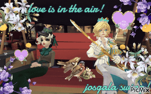 a greeting card that says love is in the air on it