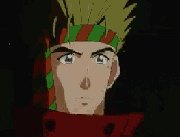 a cartoon character with a green and red headband