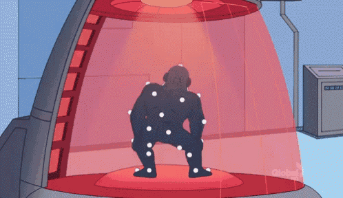 a cartoon of a man in a capsule with the words global on the bottom