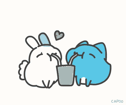 a cartoon of a cat drinking from a cup with a straw