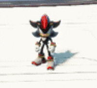 shadow the hedgehog standing on a white surface